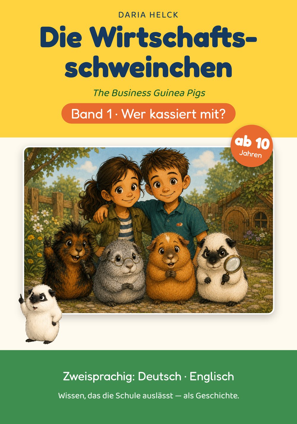 Cover: Die Wirtschaftsschweinchen Band 1, Wer kassiert mit? Kinderbuch über Steuern ab 10 Jahren
