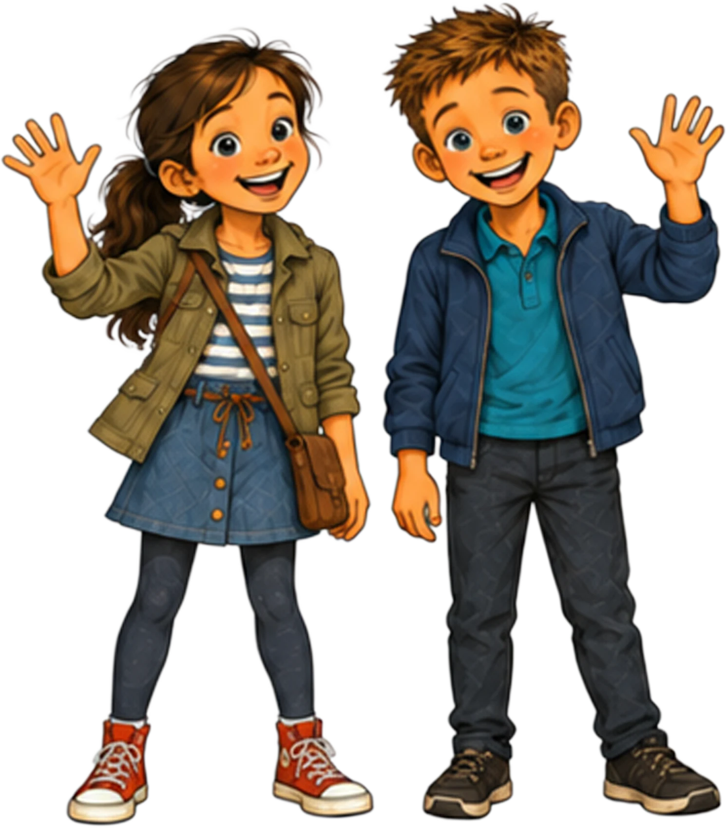 Daria und Christian winken