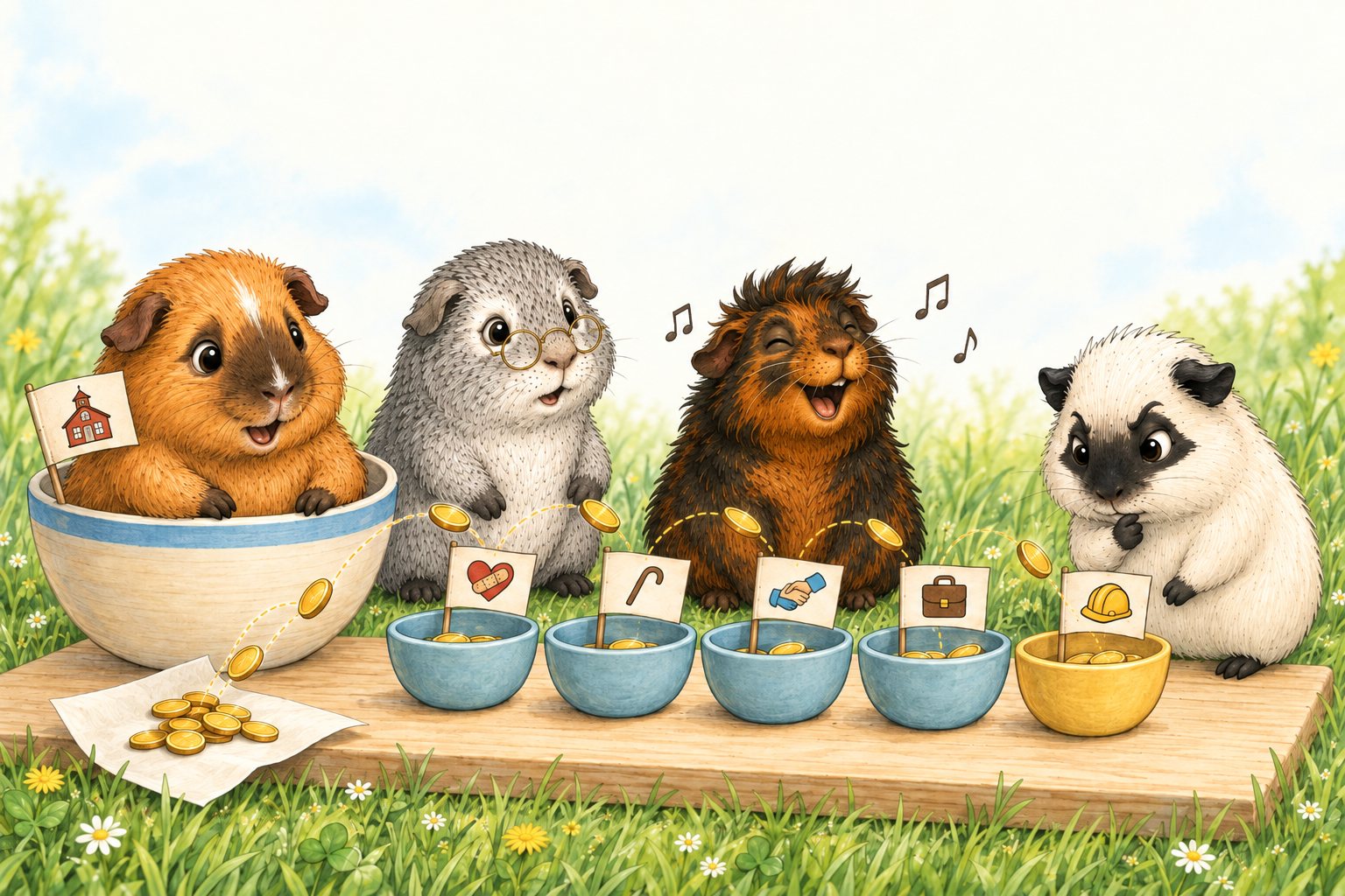 Illustration from Volume 4: bowls for tax and insurance in the enclosure
