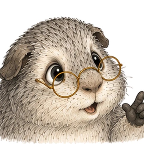 Mr. Grey, the professor, guinea pig with glasses from The Business Guinea Pigs