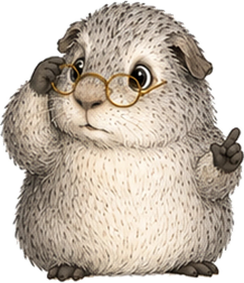 Mr. Grey, der Professor, Meerschweinchen mit Brille aus den Wirtschaftsschweinchen