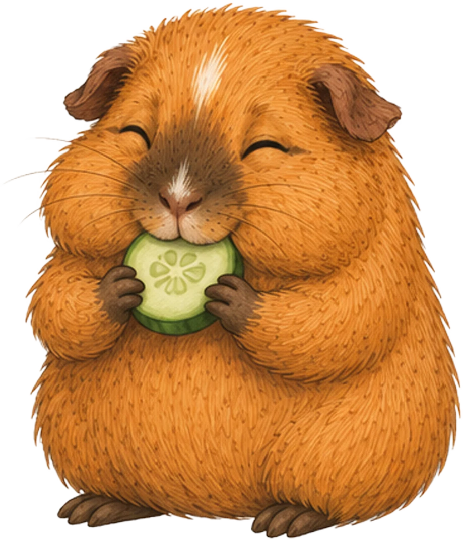 Toffy mampft eine Gurke