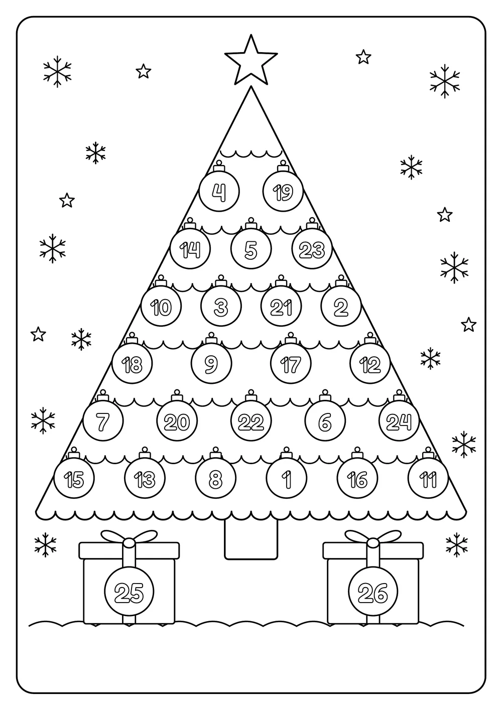Adventskalender zum Ausmalen, Seite aus dem PDF