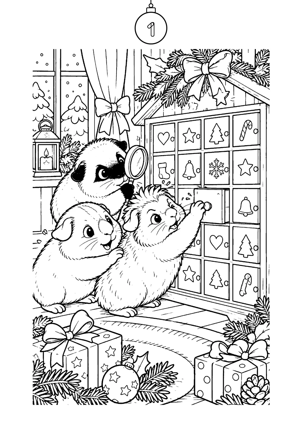 Adventskalender zum Ausmalen, Seite aus dem PDF