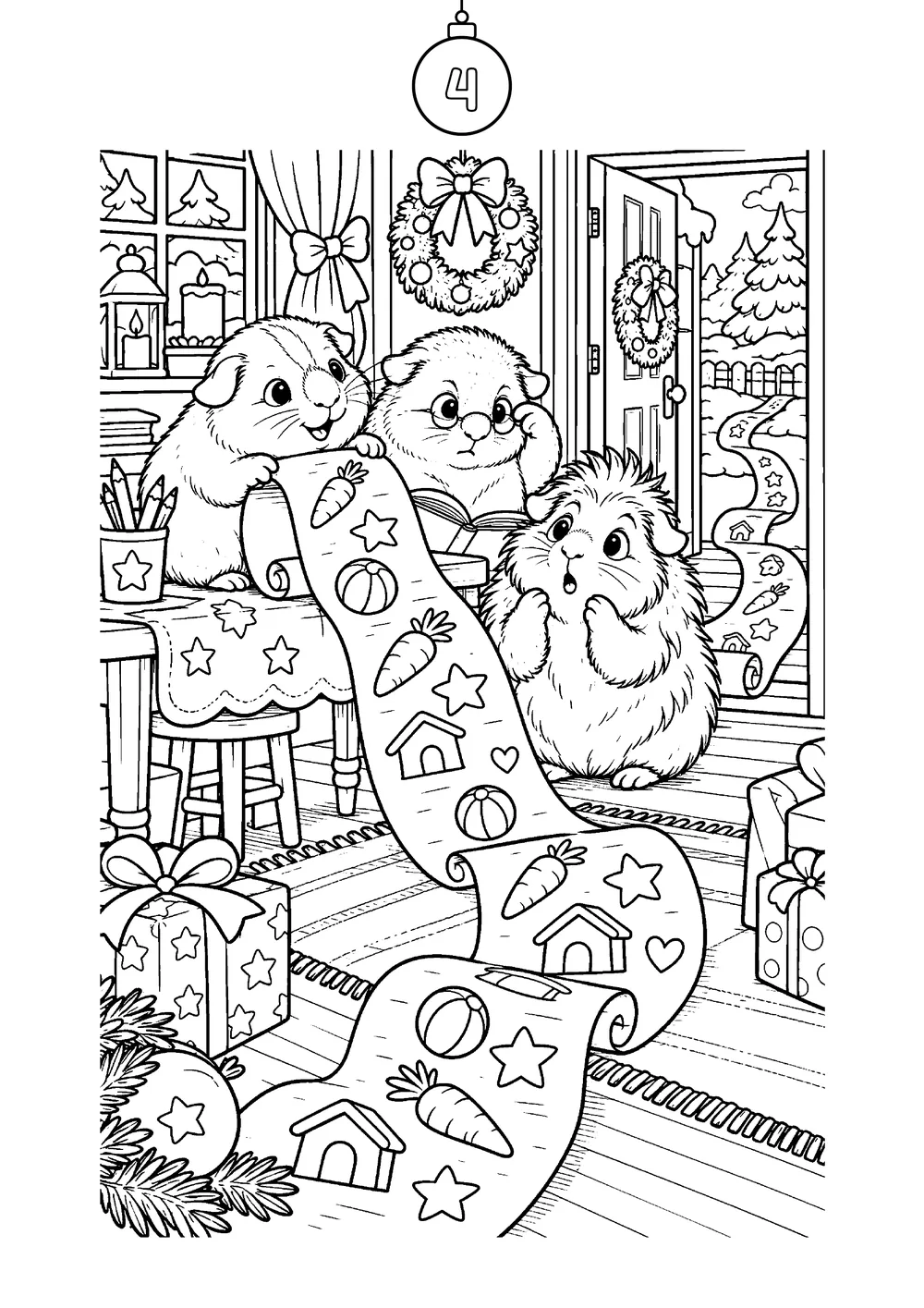 Adventskalender zum Ausmalen, Seite aus dem PDF