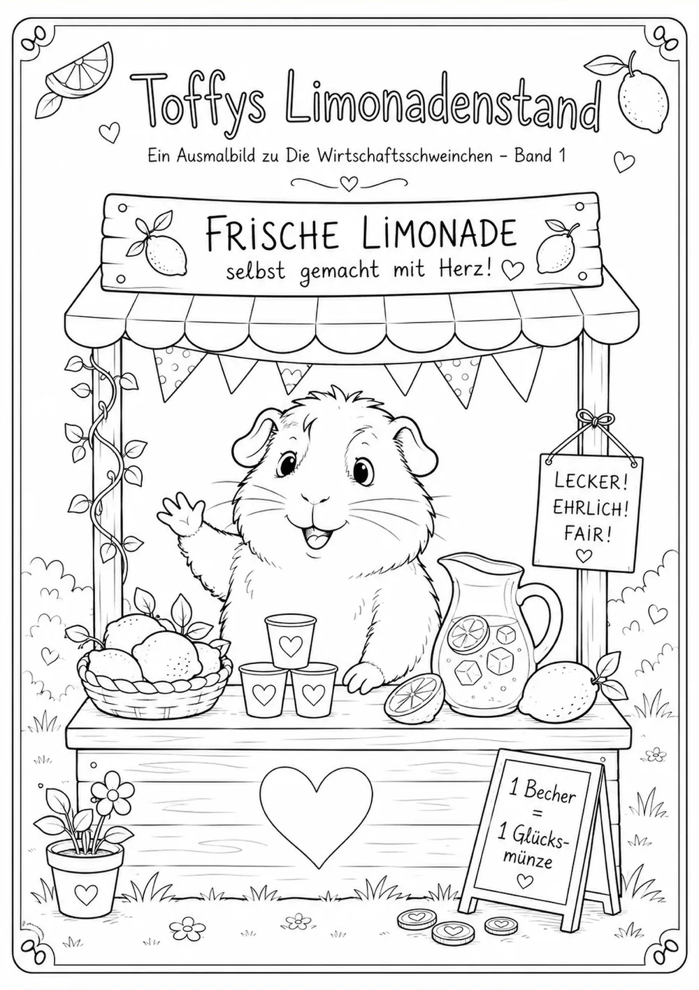 Coloring page: Toffy's Lemonade Stand, a page from the PDF